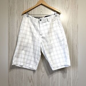 Volcom Frickin Plaid Chino Skate Shorts White Plaid Men's Size 34 EUC